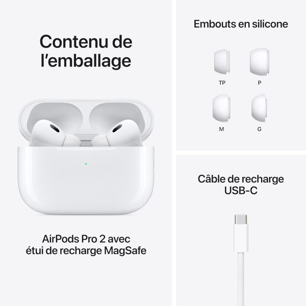 Apple AirPods Pro 2 Wireless Earbuds, Bluetooth Headphones, Active Noise Cancellation, Transparency, Personalized Spatial Audio, High-Fidelity Sound, H2 Chip, USB-C Charging