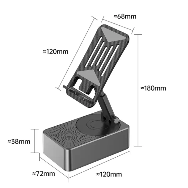 Bluetooth Speaker With Phone Stand 360º Rotating Mobile Phone Holder Anti-Slip Base Bluetooth Audio 5000mAh Power Bank Bracket