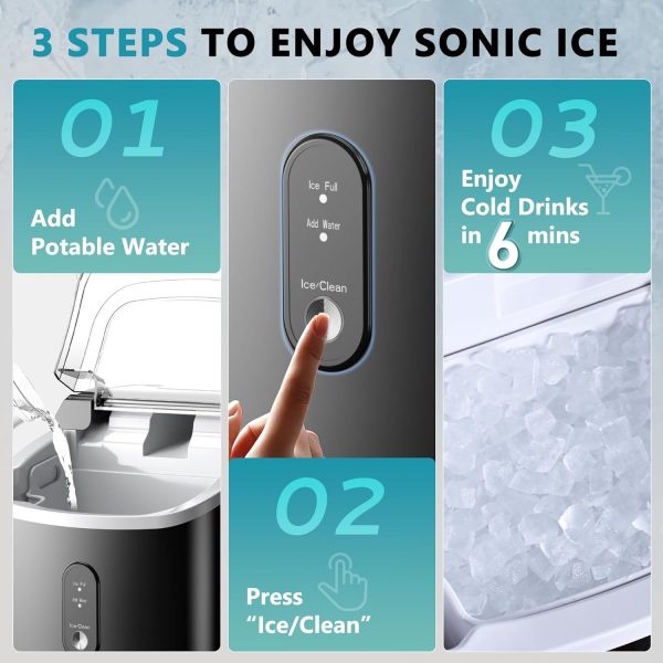 Celebrate with Us Anniversary Limited-Time & Limited-Quantity Deal AED د.إ99-109:EUHOMY Nugget Ice Maker Countertop with Handle, Ready in 6 Mins, 34lbs Per Day, Removable Top...