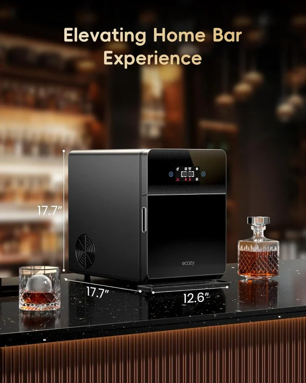 Clear Ice Ball Maker with CrystalRocks Technology, 4 pcs in 40 Mins, 144 pcs/Day, Sphere Ice Maker with Enhanced Insulation, Automatic Water Supply, Self-Cleaning for Whiskey &...