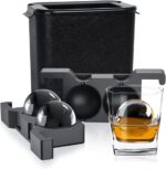 Crystal Clear Ice Ball Maker - 2 Cavity Silicone Molds - Clear Ice Ball Sphere and Whiskey Tray Maker for Whiskey (Round)