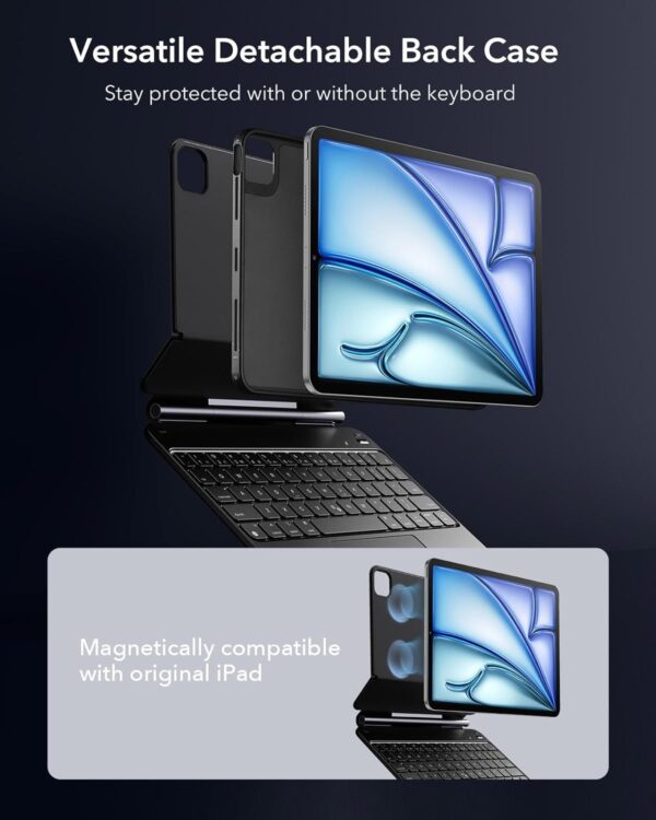 ESR iPad Air 11 Inch Case with Keyboard (M3,2025/M2,2024) & iPad Pro 11/Air 5/4 Gen Keyboard, Easy-Set Magnetic Stand, Portrait/Raised Modes, with Removable Protective Case,...
