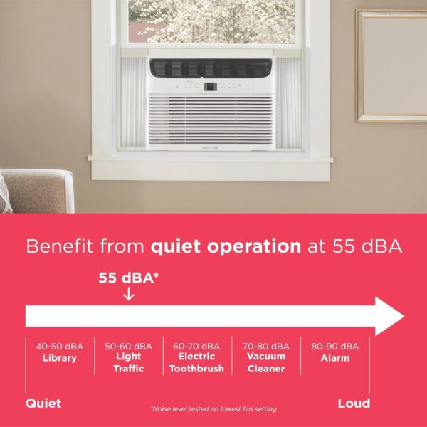 Frigidaire 12,000 BTU Window Air Conditioner with Remote Control, Cools Up to 550 Sq. Ft., Quiet Operation, Eco Mode, 3 Fan Speeds, Auto Restart, White