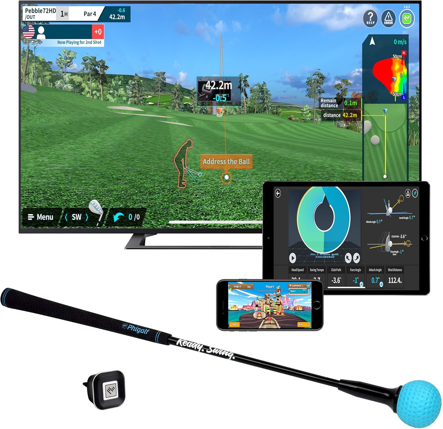 Limited-Time Sale for Summer Surprises AED 99د.إ:PHIGOLF Phigolf2 Golf Simulator with Swing Stick for Indoor & Outdoor Use, Golf Swing Trainer with Upgraded Motion Sensor & 3D...