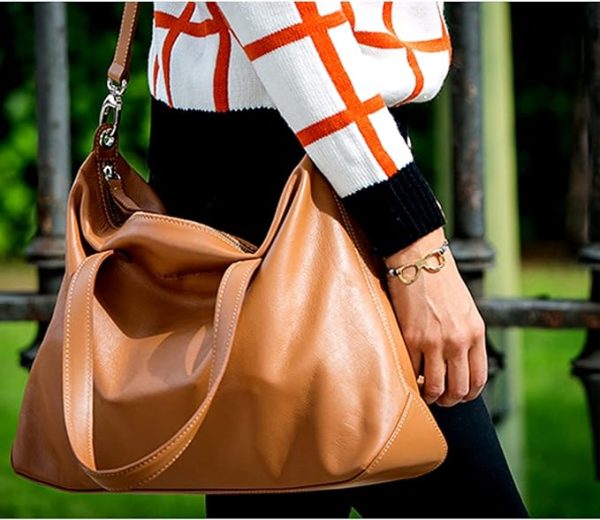 Limited-Time Sale for Summer Surprises AED 99.00د.إ :LACAMBRA Genuine Leather Shoulder Handbag For Women Tote Bag Business Office Work Bag Briefcase Computer Large Lightweight...