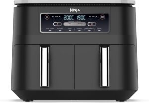 Ninja Foodi Dual Zone Digital Air Fryer, 2 Drawers, 7.6L, 6-in-1, Uses No Oil, Air Fry, Max Crisp, Roast, Bake, Reheat, Dehydrate, Cooks 4-6 Portions, Non-Stick, Dishwasher Safe...