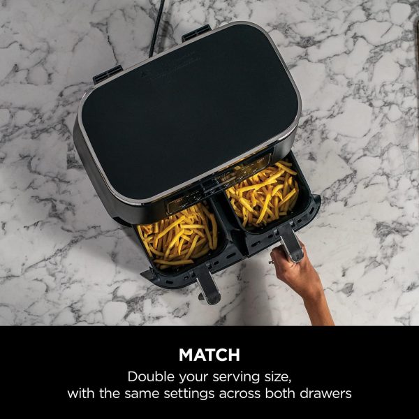 Ninja Foodi Dual Zone Digital Air Fryer, 2 Drawers, 7.6L, 6-in-1, Uses No Oil, Air Fry, Max Crisp, Roast, Bake, Reheat, Dehydrate, Cooks 4-6 Portions, Non-Stick, Dishwasher Safe...