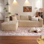 ovios 104" Cloud Sectional Couch with L-Shape Chaise,Modern Modular Sofa with Deep Seat, Upholstered Couches for Living Room Bedroom,No Assembly Required, Beige (Plush Corduroy...