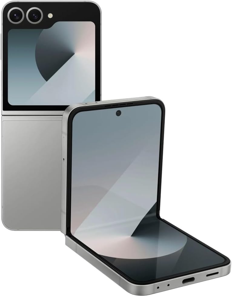 Samsung Galaxy Z Flip6, AI Smartphone, Android Smartphone, 256GB Storage, 50MP Rear Camera, AI Flex Zoom, Live Translate - Silver Shadow