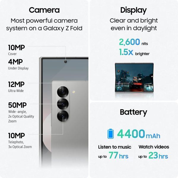 SAMSUNG Galaxy Z Fold 6 AI Cell Phone, 512GB Unlocked Android Smartphone, Circle to Search, Handsfree Live Interpreter, AI Photo Edits, Large Screen
