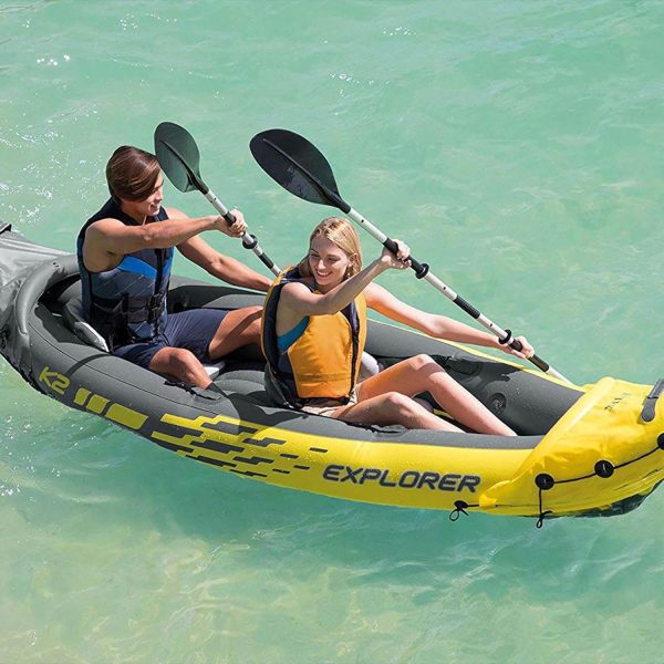 Summer Final Clearance Just AED 89د.إ:Intex 68307EP Explorer K2 Inflatable Kayak Set: Includes Deluxe 86in Aluminum Oars and High-Output Pump – SuperStrong PVC – Adjustable...
