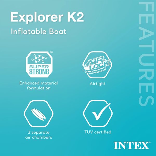 Summer Final Clearance Just AED 89د.إ:Intex 68307EP Explorer K2 Inflatable Kayak Set: Includes Deluxe 86in Aluminum Oars and High-Output Pump – SuperStrong PVC – Adjustable...