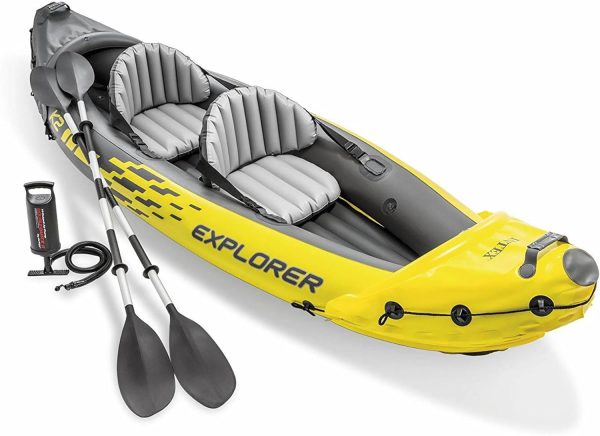 Summer Final Clearance Just AED 89د.إ:Intex 68307EP Explorer K2 Inflatable Kayak Set: Includes Deluxe 86in Aluminum Oars and High-Output Pump – SuperStrong PVC – Adjustable...