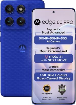 Summer Final Clearance Just AED 99د.إ：Motorola Edge 60 Pro 5G (Pantone Dazzling Blue, 12GB RAM, 512Storage) | 6.7" Display | 50MP+50MP+10MP | 50MP Front | Dimensity 8350 |...