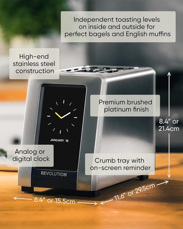 While Stocks Last:Revolution R270 High-Speed Touchscreen Toaster, 2-Slice Smart Toaster with Patented InstaGLO Technology & Gluten-Free, Panini & 16 Bread Modes